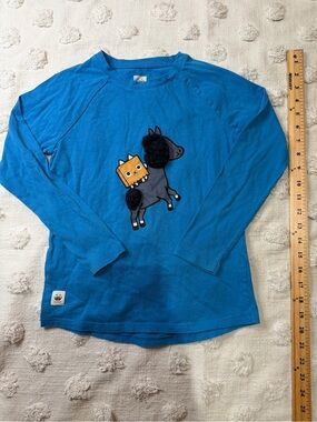 Bright Blue Kids' Long-Sleeve Tee with Playful Pony Patch